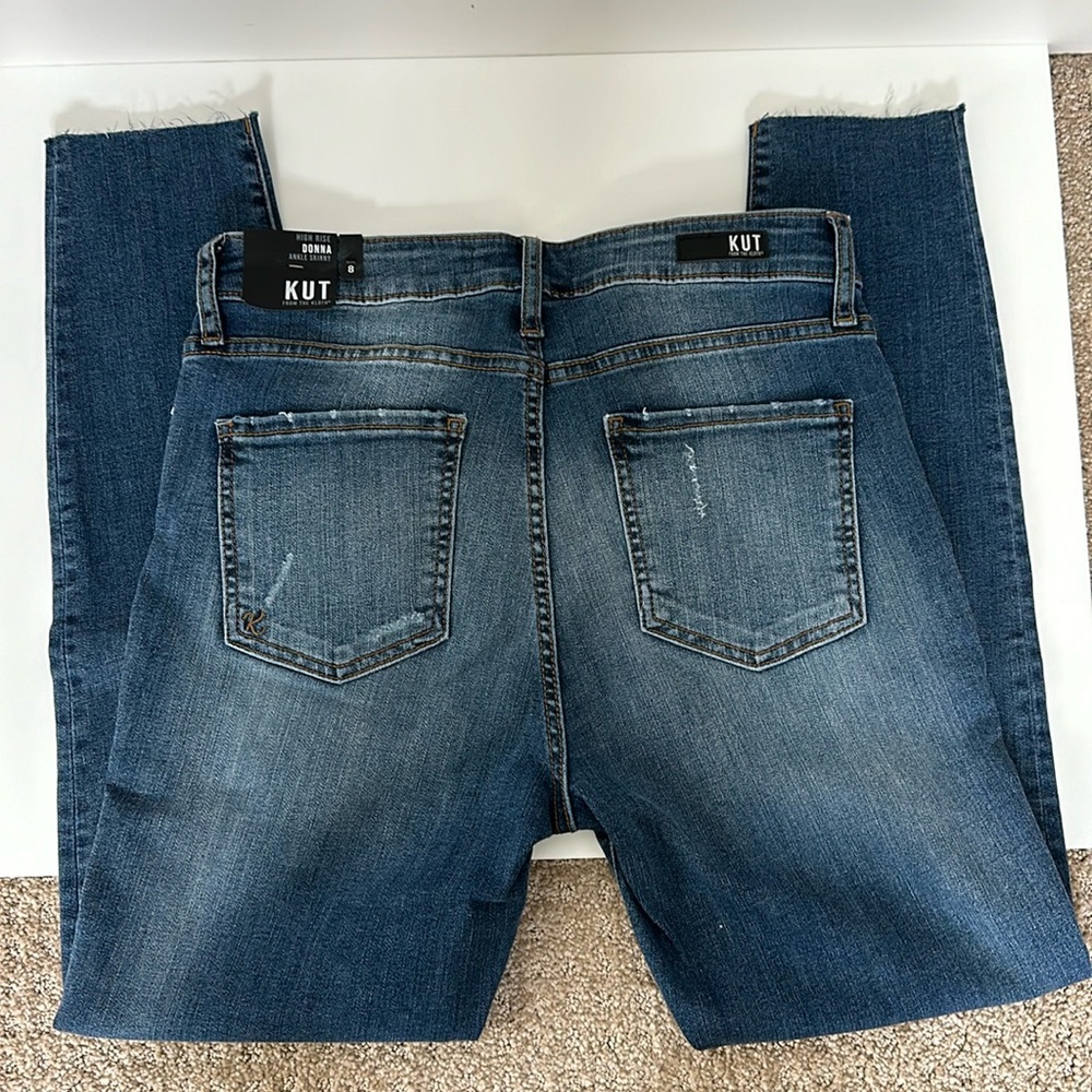 KUT From The Kloth Size 8 High Rise Donna Ankle Skinny Frayed Edge Jeans - Picture 3 of 8